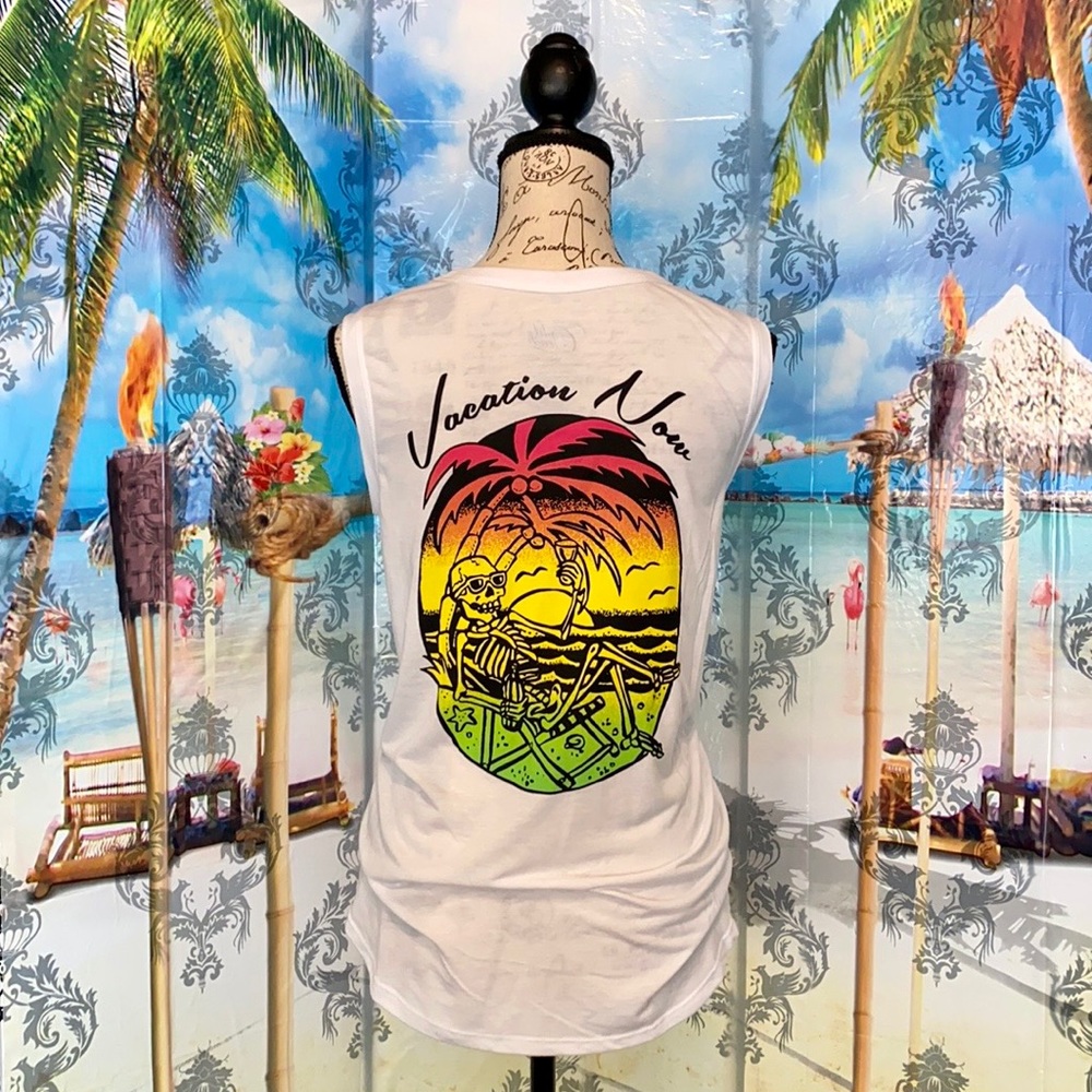 🌴 NWT! Cool Vacation Now Colorful Skeleton Tank!